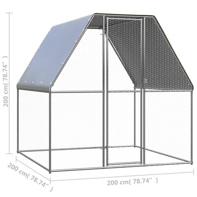 vidaXL Outdoor Chicken Cage 6.6'x6.6'x6.6' Galvanized Steel