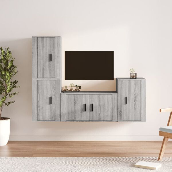 vidaXL TV Cabinet Set Set of 4 Grey Sonoma Engineered wood Medium