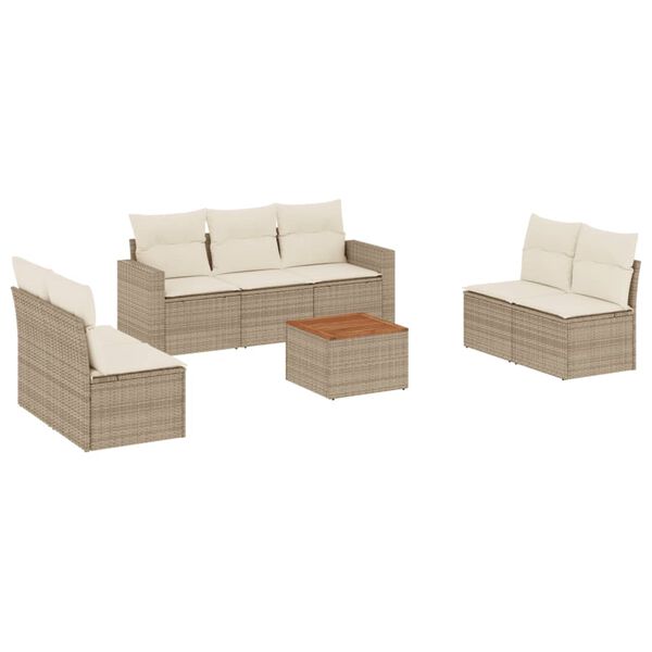 vidaXL Garden Sofa Set Beige PE Rattan Large Modular Garden Sofa Set