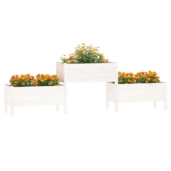 vidaXL Planter White Solid pine wood Large Water-resistant materials