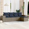 vidaXL 5 Piece Patio Sofa Set with Cushions Gray Poly Rattan