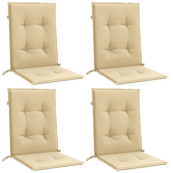 vidaXL Lowback Chair Cushion Set of 4 Melange Beige 100% Polyester