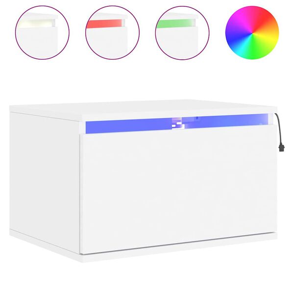 vidaXL Wall-mounted Bedside Cabinet White Engineered wood Bedside Cabinet