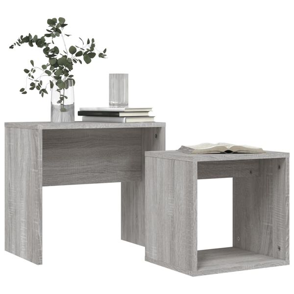 vidaXL Nesting Coffee Table Grey Sonoma Engineered Wood Small Stackable