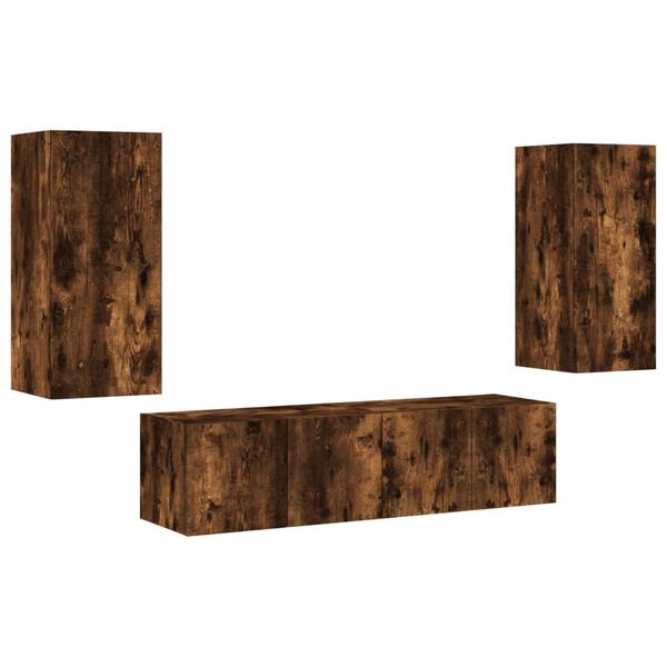 vidaXL TV Wall Unit Smoked oak Engineered wood Medium TV Wall Unit