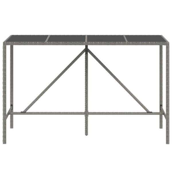 vidaXL Bar Table With Glass Top Grey, Black