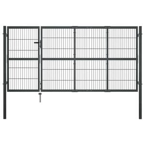 vidaXL Garden Gate with Posts Steel 137.8x47.2" Anthracite