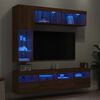 vidaXL 7 Piece TV Wall Stand Set with LED Lights Brown Oak