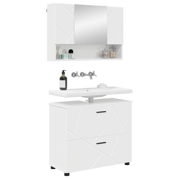 vidaXL Bathroom Furniture Set with Drawer 2 pcs High Gloss White