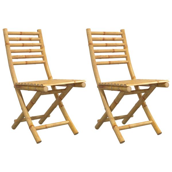 vidaXL Garden Chair Set of 2 Natural Bamboo 16.9 x 21.3 x 34.6 in