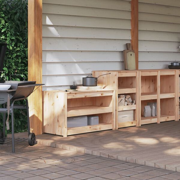 vidaXL Outdoor Kitchen Cabinet Set of 2 Natural wood
