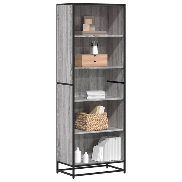vidaXL Bookcase Grey sonoma Engineered wood Tall Bookcase Rectangular