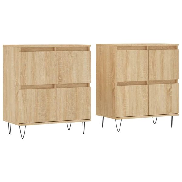 vidaXL Sideboard Set of 2 Sonoma oak Engineered wood, metal