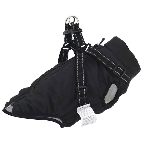 vidaXL Dog Coat Black Polyester, fleece S Waterproof materials