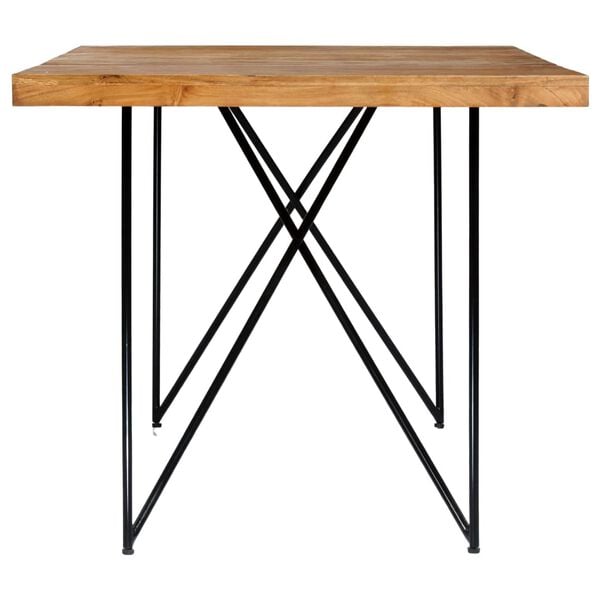 vidaXL Dining Table Natural and black Solid acacia wood and steel Large