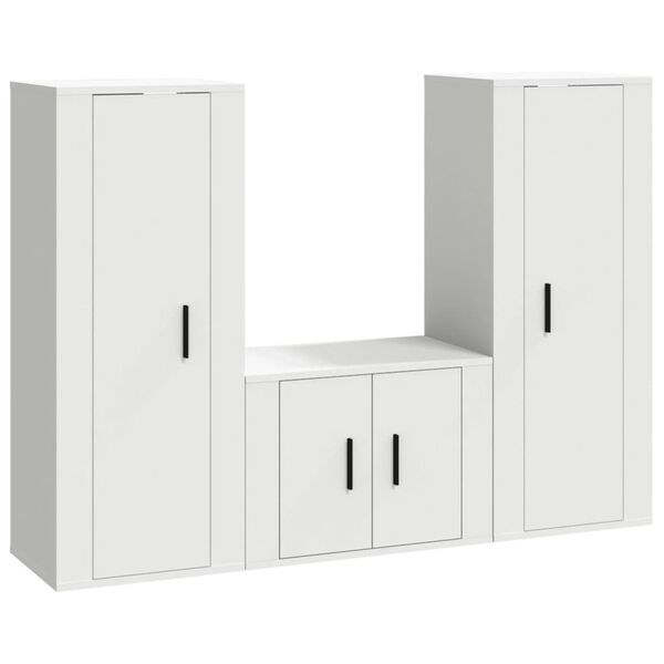 vidaXL TV Cabinet Set Set of 3 White Engineered wood Standard