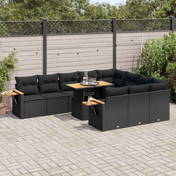 vidaXL Garden Sofa Set Black