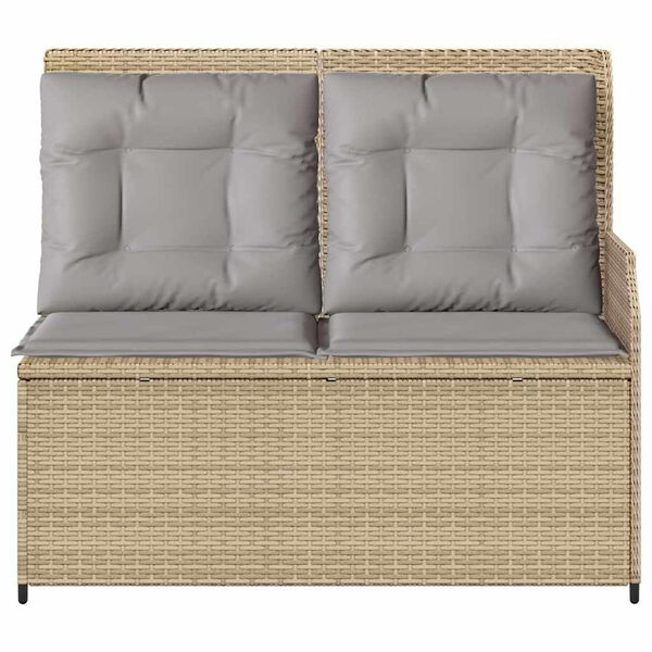 vidaXL Reclining Patio Bench Beige PE rattan, Powder-coated steel Standard