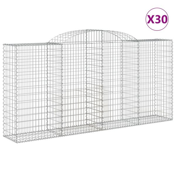 vidaXL Gabion Basket Set of 30 Silver Galvanized Iron Large Durable