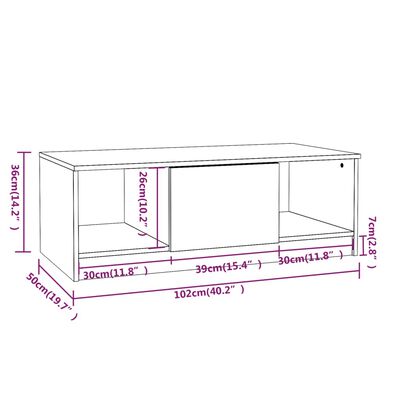 vidaXL Coffee Table High Gloss White 40.2"x19.7"x14.2" Engineered Wood