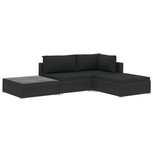 vidaXL Patio Lounge Set Set of 4 Black
