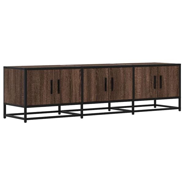 vidaXL TV Cabinet Brown Oak Engineered Wood, Metal Medium TV Cabinet