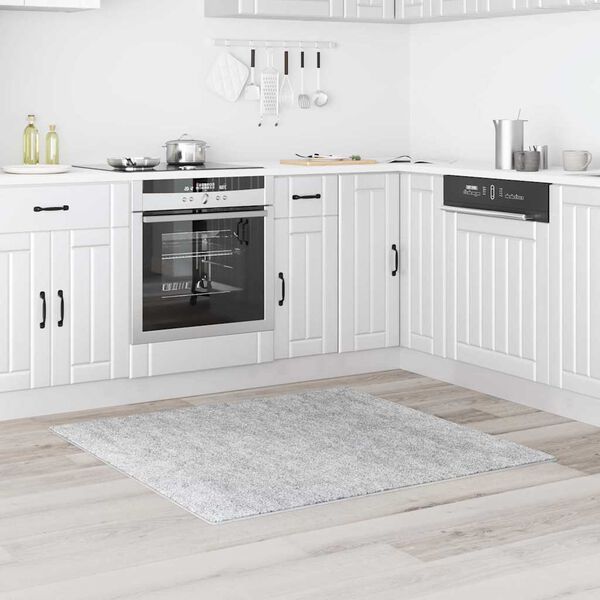 vidaXL Anti-slip Shaggy Rug Gray 47.2" x 47.2" PP