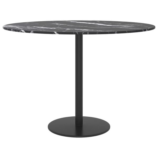 vidaXL Table Top Black with marble design Tempered glass &Oslash;23.6x0.3 in