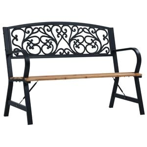 vidaXL Garden Bench Black Wood 47.2 in Durable Garden Bench