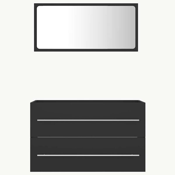 vidaXL Bathroom Furniture Set Gray Engineered Wood Bathroom Furniture Set