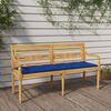 vidaXL Bench Natural wood and blue Solid teak wood and polyester fabric