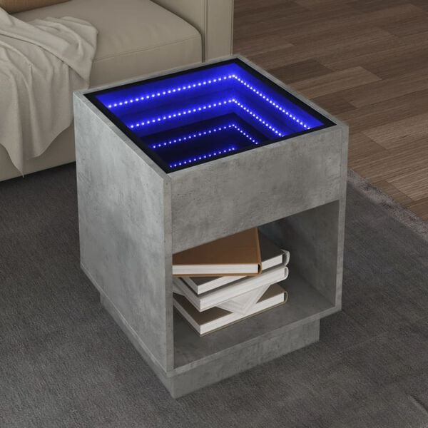 vidaXL Coffee Table Concrete grey Engineered wood, glass 15.7x15.7x19.7 in