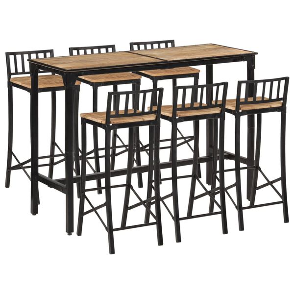 vidaXL Bar Set Natural wood and black