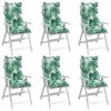 vidaXL Highback Chair Cushion Set of 6 Green with leaf pattern