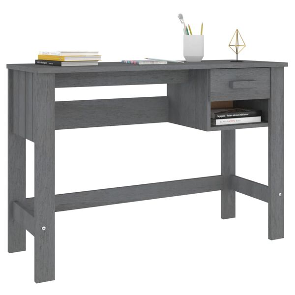 vidaXL Desk Dark Grey Solid Pine Wood, MDF Medium Desk Rectangular