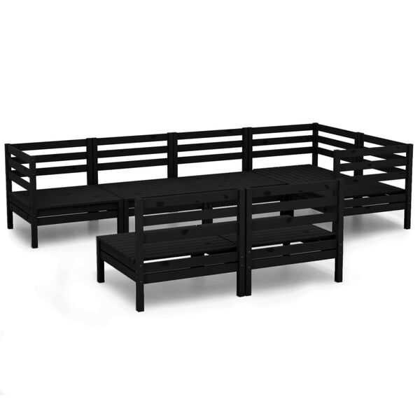 vidaXL Garden Lounge Set Black Solid pinewood Medium Modular Rustic