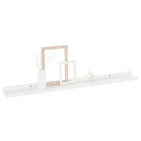 vidaXL Wall Shelf Set of 2 High gloss white MDF 31.5x3.5x1.2 in