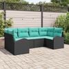 vidaXL Garden Sofa Set with Cushion 6 pcs Black Synthetic: Poly Rattan