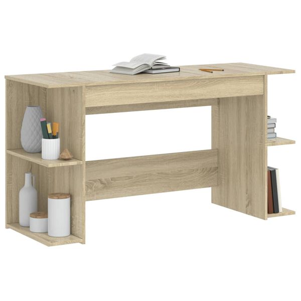 vidaXL Desk Sonoma Oak Engineered Wood 55.1 in x 19.7 in x 29.5 in Desk