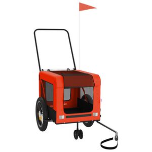 vidaXL Pet Bike Trailer Orange and Black Made from Oxford Fabric, Iron, PVC