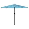 vidaXL Garden Parasol Blue Polyester Fabric Large Collapsible