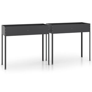 vidaXL Garden Planter Set of 2 Anthracite Galvanized Steel Large