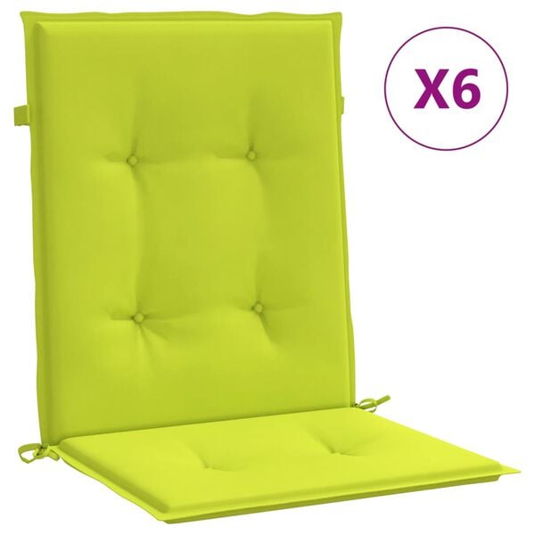 vidaXL Patio Lowback Chair Cushions 6 pcs Bright Green 39.4x19.7x1.2" Oxford Fabric