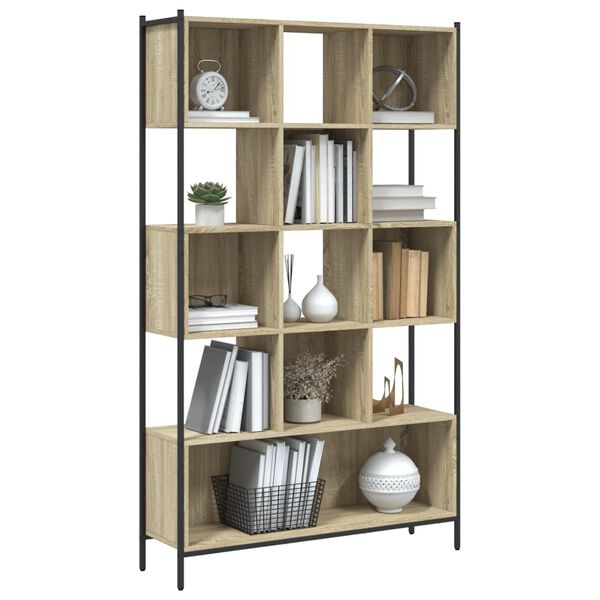 vidaXL Bookcase Sonoma oak Engineered wood, powder-coated steel Bookcase