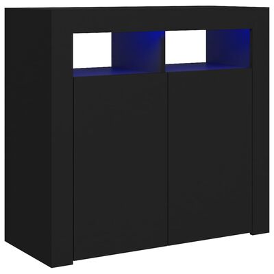 vidaXL Sideboard with LED Lights Black 31.5"x13.8"x29.5"