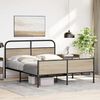 vidaXL Bed Frame Smoked Oak Steel, Engineered Wood Full Bed Frame