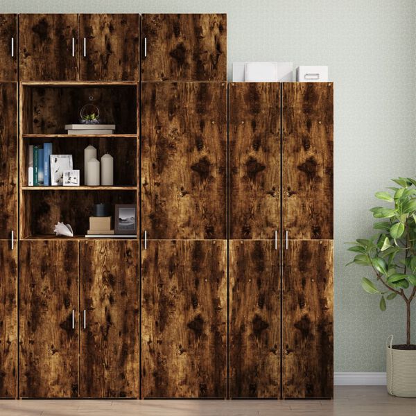 vidaXL Wall Cabinet Smoked Oak Engineered Wood Medium Wall Cabinet