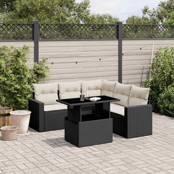 vidaXL Garden Sofa Set Black, Cream White