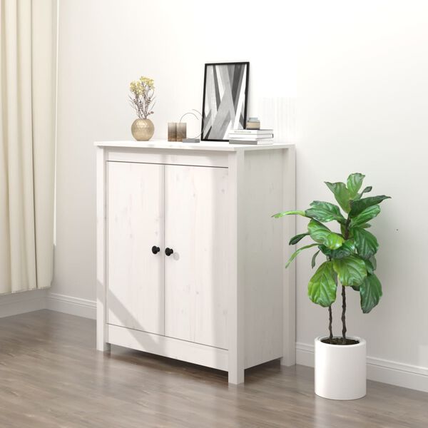vidaXL Sideboard White Solid Pine Wood Medium Sideboard Rectangular