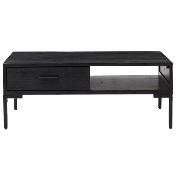 vidaXL Coffee Table Black Solid Pinewood 35.4x19.7x13.8 in Coffee Table